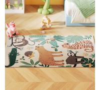 HOMCOM Tapis en polaire avec motif jungle, facile d'entretien, Crème+Multicolore