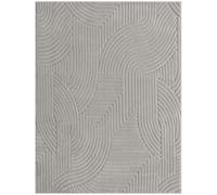HOMCOM Tapis salon 160 x 120 cm, tapis à poils épais géométrique, moelleux et antidérapant, gris