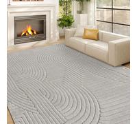 HOMCOM Tapis Salon 160 x 120 cm, Tapis à Poils épais géométrique, Moelleux et antidérapant, Style Moderne, pour Salon, Chambre à Coucher, Bureau, Gris
