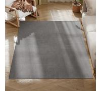 HOMCOM Tapis Salon 160 x 120 cm Tapis à Poils Longs, Lavable en Machine, antidérapant, en Fausse Fourrure, pour Salon, Chambre à Coucher, Bureau, Gris Clair