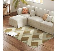 HOMCOM Tapis salon 170 x 120 cm poils courts lavable en machine hypoallergénique pour salon, chambre à coucher, bureau, jaune