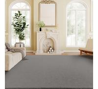 HOMCOM Tapis salon 200 x 140 cm tapis à poils longs, lavable en machine, antidérapant, en fausse fourrure, gris clair