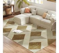 HOMCOM Tapis salon 230 x 160 cm poils courts lavable en machine hypoallergénique pour salon, chambre à coucher, bureau, jaune