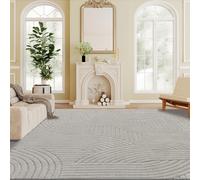HOMCOM Tapis salon 230 x 160 cm, tapis à poils épais géométrique, moelleux et antidérapant, gris