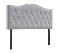 HOMCOM Tête de lit rembourrée Tête de lit à Dossier en peuplier Gris Tissu Velours 185 x 8 x 134 cm