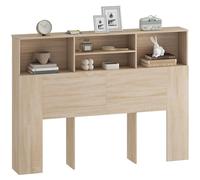 HOMCOM Tête de lit sur Pied 140 cm avec rangements, Accessoire de lit Moderne avec 4 Compartiments Ouverts pour Chambre, 140 x 19 x 103,5 cm, Effet Bois Naturel