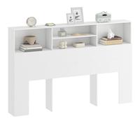 HOMCOM Tête de Lit sur Pied 160 x 20,2 x 108,2 cm, Blanc | Avec Rangements, Accessoire de Lit Moderne, 4 Compartiments Ouverts, pour Chambre à Coucher