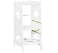 HOMCOM Tour d'apprentissage observation en MDF pour enfants hauteur réglable marches antidérapantes avec barres de sécurité blanc