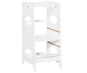 HOMCOM Tour d'apprentissage observation en MDF pour enfants hauteur réglable marches antidérapantes avec barres de sécurité blanc