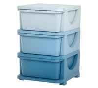 HOMCOM Organisateur de jouets pour enfants avec 3 tiroirs, boîtes de rangement en plastique, coffre à jouets pour chambre d'enfant, crèche, salon, pour garçons et filles 3-6 ans, bleu