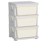 HOMCOM Tour de Rangement en Plastique pour Enfants 3 Tiroirs Crème