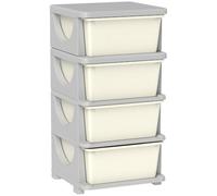 Organisateur de jouets pour enfants - HOMCOM - 4 tiroirs à 4 niveaux - plastique - 37 x 37 x 76 cm - crème