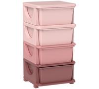 HOMCOM Tour de Rangement en Plastique pour Enfants 4 Tiroirs Rose | Meuble de Rangement avec Boîtes, Tiroirs Jouet, pour Chambre d'Enfant Crèche Salon, Garçons Filles 3-6 Ans