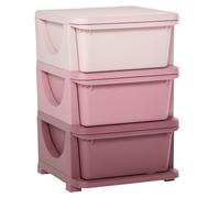 HOMCOM Tour de Rangement pour Enfants avec 3 Tiroirs, Organisateur de Jouets pour Enfants de +3 Ans, avec Bords Arrondis et Poignées, pour Crèche, Salle de Jeux, Chambre, 37x37x56,5 cm, Rose