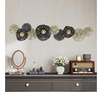 HOMCOM Œuvre murale, décoration murale avec cadre métallique, style moderne, Noir+Or