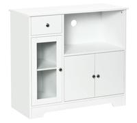 HOMCOM Vaisselier Armoire Micro-Ondes Vitrine 90 x 40 x 82 cm Bois Blanc | Meuble de Rangement, pour Cuisine et Salle à Manger