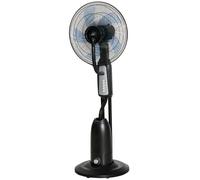 HOMCOM Ventilateur avec brumisation, réservoir de 3 litres, rotation à 75 degrés, 3 vitesses, sur roulettes, 125 cm, Noir
