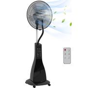 HOMCOM Ventilateur brumisateur sur roulettes ventilateur sur pied 90 W tšŠlšŠcommande affichage LED tšŠlšŠcommande minuterie 3 modes 3 vitesses oscillant, inclinable ršŠservoir 3L - noir