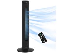 HOMCOM Ventilateur colonne 45W avec tšŠlšŠcommande, minuterie 12 heures, mode veille, 3 vitesses, oscillant 70¡ã, ventilateur tour pour maison, chambre š€ coucher, bureau, noir
