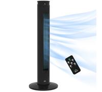 HOMCOM Ventilateur colonne 45W avec tšŠlšŠcommande, minuterie 12 heures, mode veille, 3 vitesses, oscillant 70¡ã, ventilateur tour pour maison, chambre š€ coucher, bureau, noir