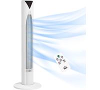 HOMCOM Ventilateur colonne, avec tšŠlšŠcommande, minuterie 12 heures, mode veille, 3 vitesses, ventilateur tour oscillant pour maison, chambre š€ coucher, bureau, blanc