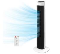 HOMCOM Ventilateur colonne, ventilateur tour pour chambre, oscillant 70°, écran LED, télécommande, minuterie 12H, blanc et noir