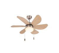 HOMCOM Ventilateur de plafond avec éclairage LED 16 W Suspension 6 pales réversibles pour salon et chambre，Hêtre