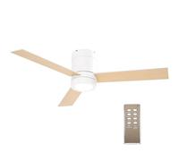 HOMCOM Ventilateur de Plafond avec Lumière 48 W, Ventilateur Plafonnier LED avec 3 Pales Silencieux 3 Vitesses et Télécommande, Lampe Ø112 cm pour Salon, Chambre, Blanc et Naturel