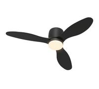 HOMCOM Ventilateur de plafond avec lumière et télécommande 115 cm noir | Moteur CC réversible, 3 pales, 3 modes de couleur, 6 vitesses, minuterie, lumière LED, pour salon