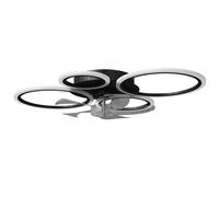 HOMCOM Ventilateur de plafond avec lumière et télécommande, plafonnier ventilateur 77 cm avec 6 vitesses, noir