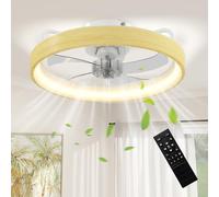 HOMCOM Ventilateur de plafond avec lumière LED plafonnier ventilateur Ø49 cm 7 pales moteur DC silencieux 6 vitesses 3 températures de couleur luminosité réglable télécommande minuterie mode été-hiver