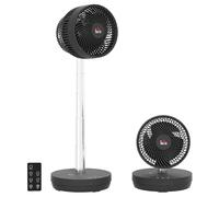 HOMCOM Ventilateur de Table Portable avec Télécommande et Batterie Rechargeable 3600mAh Ventilateur sur Pied Alimenté par USB Inclinaison et Hauteur Réglables Oscillant 10 Vitesses Minuterie Noir