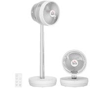 HOMCOM Ventilateur de table portable avec télécommande et batterie rechargeable 3600mAh ventilateur sur pied alimenté par USB inclinaison et hauteur réglables oscillant 10 vitesses minuterie blanc