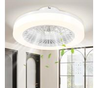 HOMCOM Ventilateur Plafond Silencieux avec Lumière Télécommande 46 cm Blanc | Réversible, 3 Couleurs, 6 Vitesses, Minuterie, Luminosité Réglable, Moteur CC, pour Chambre, Salon