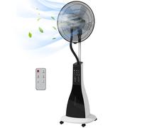 HOMCOM Ventilateur sur Pied avec Humidification, Silencieux, Mobile, Télécommande, Noir/Blanc