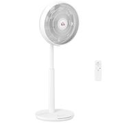 HOMCOM Ventilateur sur pied silencieux avec télécommande, ventilateur avec 12 vitesses, minuterie, inclinaison & oscillation réglables, modes sommeil, blanc