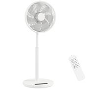 HOMCOM Ventilateur sur pied, ventilateur 39 cm avec 12 vitesses, 4 modes, minuterie 9H, oscillant 120°, hauteur réglable, blanc
