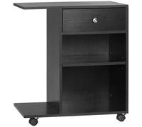 HOMCOM Vinsetto Support d'Imprimante Organiseur Bureau Caisson Noir | 2 Niches, Tiroir, Espace CPU, Grand Plateau, Panneaux Particules
