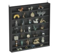 HOMCOM Vitrine Murale 7 Niveaux avec Portes vitrées 80x83cm Noir | Vitrine, 4 étagères réglables, pour ornements de bureau à domicile