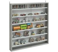 HOMCOM Vitrine Murale à 7 Niveaux, vitrine avec 6 étagères réglables, Portes en Verre pour la Maison, Le Bureau et Les Ornements 83x80cm, Effet Bois Graphite