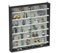 HOMCOM Vitrine Murale avec 6 étagères réglables, vitrine pour collectionneurs, vitrine Murale pour Objets de Collection, Verre et Panneau de Particules, 80x9.5x83 cm, Noir et Blanc