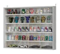 HOMCOM Vitrine murale pour objets de collection 5 étagère réglables en hauteur et 2 portes coulissantes 80 x 9,5 x 60 cm gris