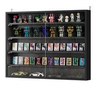 HOMCOM Vitrine murale pour objets de collection 5 étagère réglables en hauteur et 2 portes coulissantes 80 x 9,5 x 60 cm noir