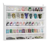 HOMCOM Vitrine pour Collection vitrine Murale 80 x 9,5 x 60 cm avec 4 étagères réglables en Hauteur et 2 Portes coulissantes en Verre, pour Collection de Figurines et Voitures Miniatures, Blanc