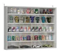 HOMCOM Vitrine pour Collection vitrine Murale 80 x 9,5 x 60 cm avec 4 étagères réglables en Hauteur et 2 Portes coulissantes en Verre, pour Collection de Figurines et Voitures Miniatures, Gris