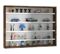 HOMCOM Vitrine pour Collection 4 Étagères, 80x9,5x60cm Marron | Vitrine Murale, Étagères Réglables, 2 Portes Coulissantes en Verre, pour Collection de Figurines et Voitures Miniatures