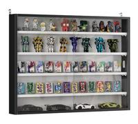 HOMCOM Vitrine pour Collection 4 Étagères, 80x9,5x60cm Noir Blanc | Vitrine Murale, Étagères Réglables, 2 Portes Coulissantes en Verre, pour Collection de Figurines et Voitures Miniatures