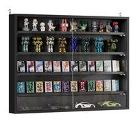 HomCom Vitrine murale 80 x 9,5 x 60 cm – 4 étagères réglables, 2 portes coulissantes en verre, noir