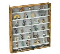 Vitrine pour collection - HOMCOM - 6 étagères réglables en hauteur et 2 portes coulissantes en verre - 80 x 9,5 x 83 cm - marron