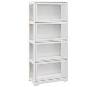 HomCom Vitrine colonne pour collection 4 niveaux 4 portes abattantes 59 x 30 x 139 cm Blanc